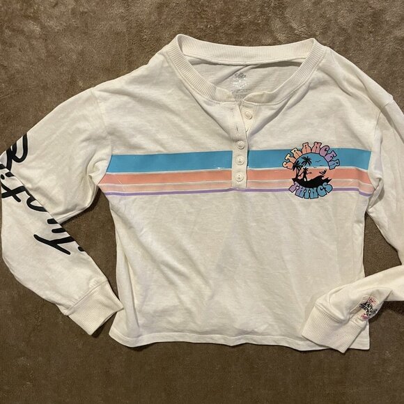 Girl's Justice Netflix Stranger Things White Long-Sleeve Top Shirt Small 7/8 LS - Picture 1 of 5